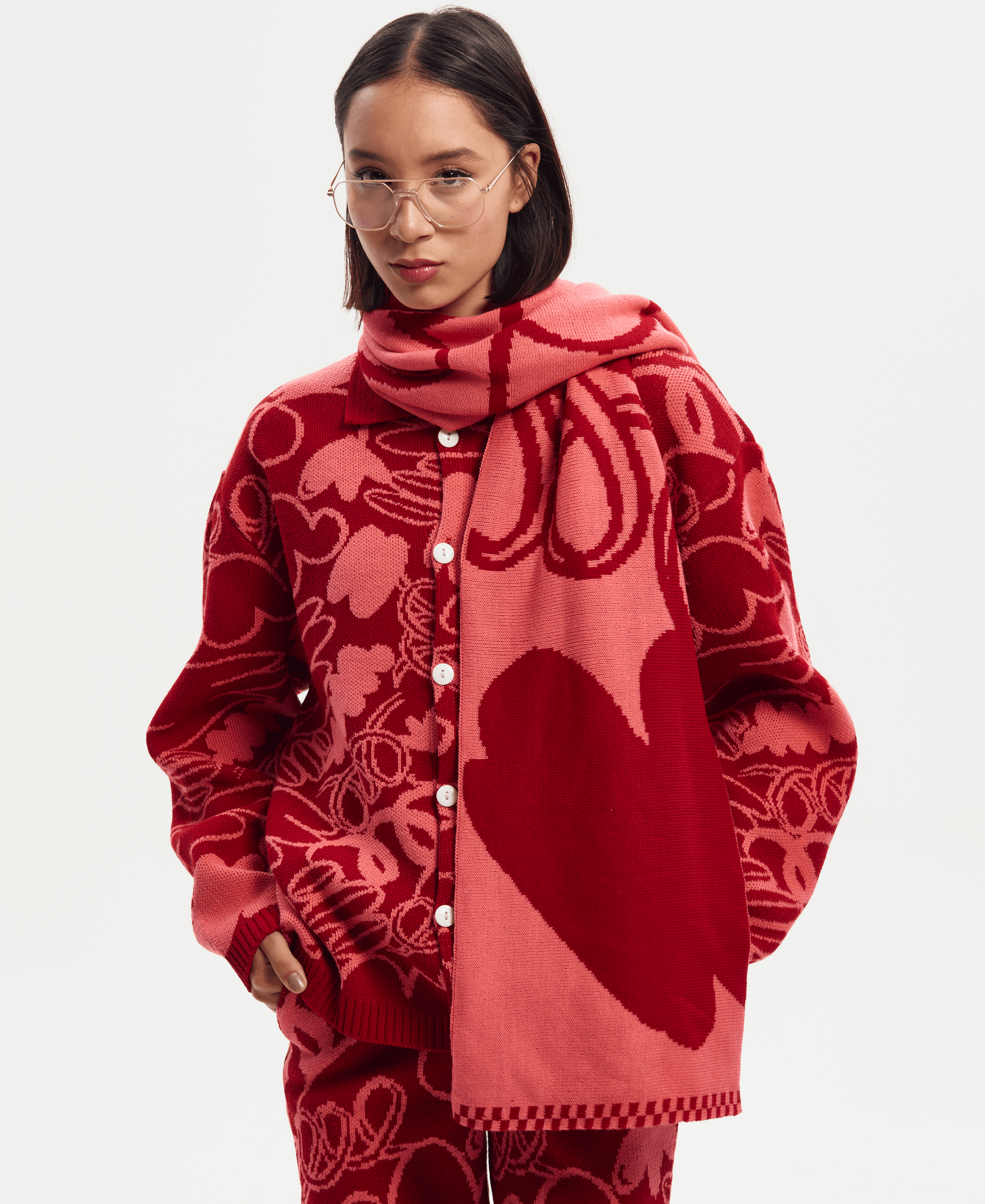 Cárdigan Floresta rojo