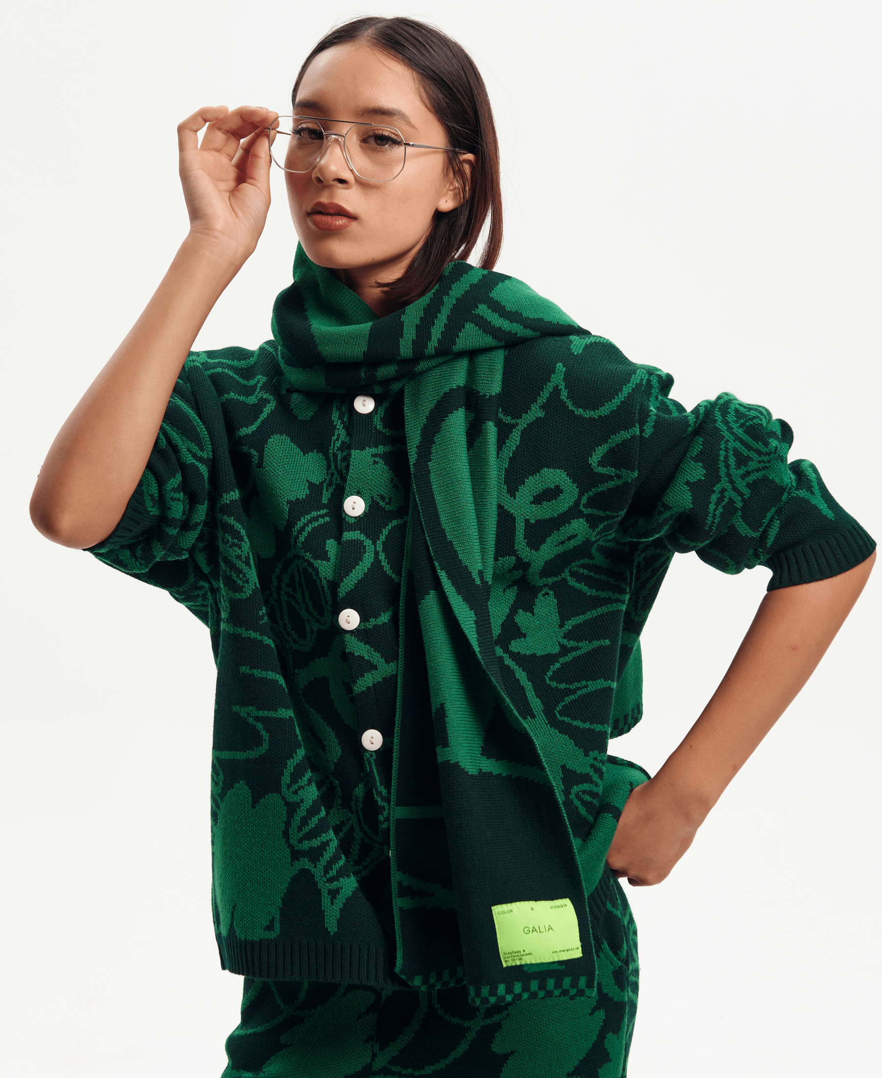 Cárdigan polo Floresta verde