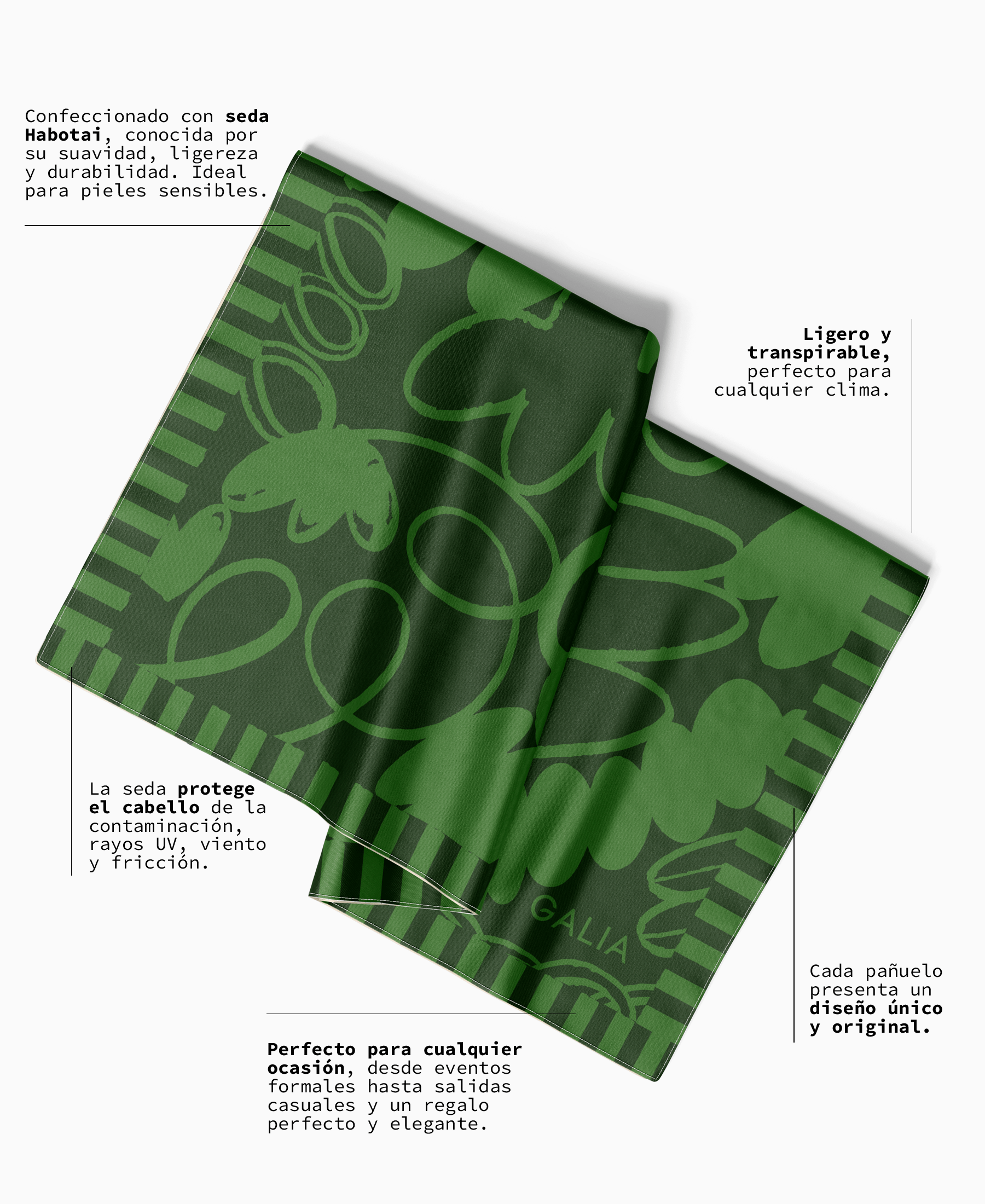 Pañuelo Floresta verde