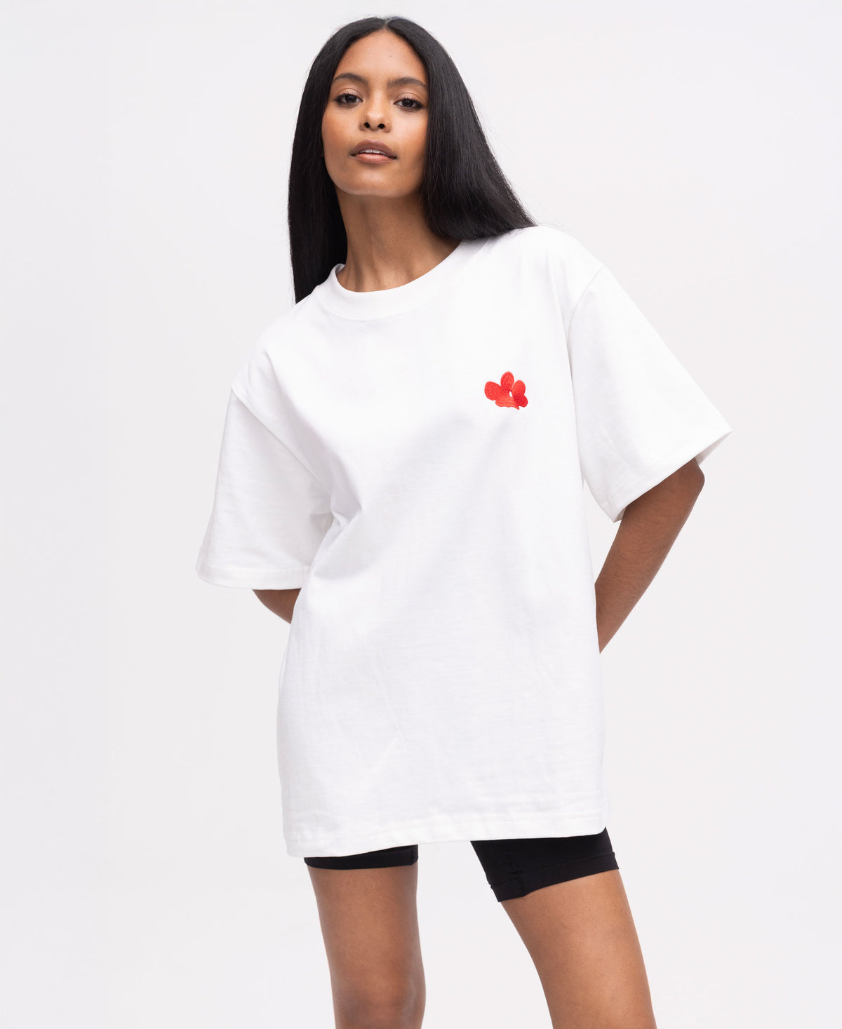 Polera Basica Blanca Flor
