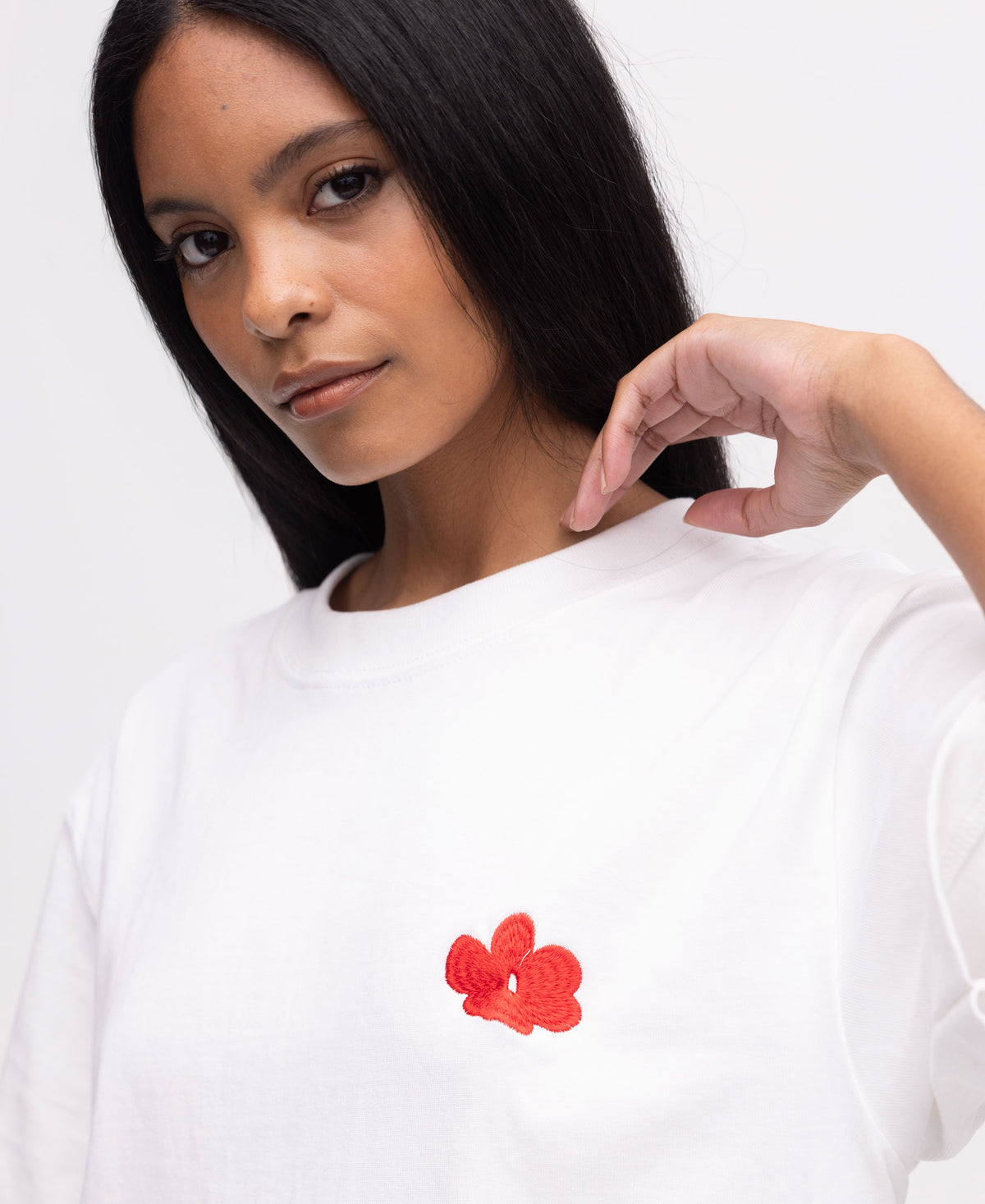 Polera Basica Blanca Flor