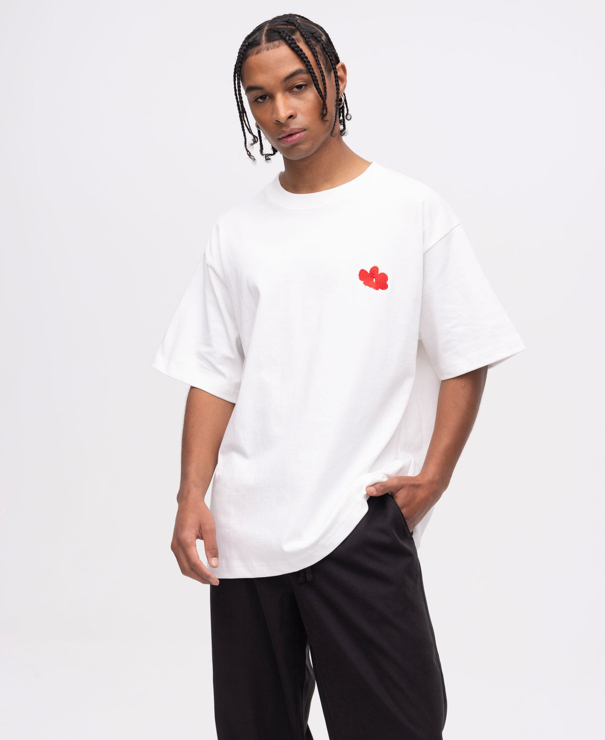 Polera Basica Blanca Flor